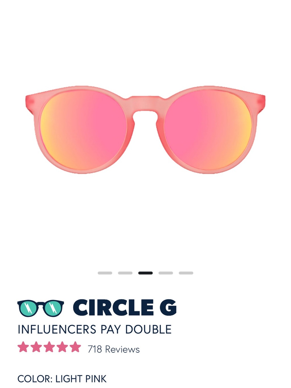 Circle G Kids Light Pink Round Mirrored Sunglasses for Girls